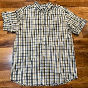 Columbia Button Down Shirt Men's Size‎ Large L Green Plaid Short Sleeve